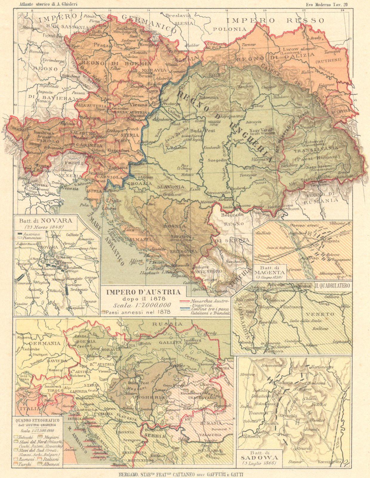 AUSTRIA-UNGHERIA. Impero; Novara; Etnografico; Magenta; Quadrilatero 1889 map